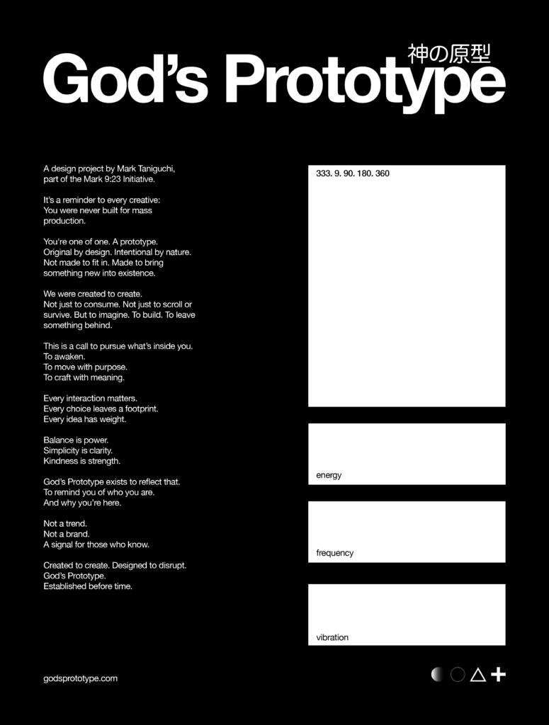 God’s Prototype About page typography design in Helvetica, showcasing project overview and conceptual branding
