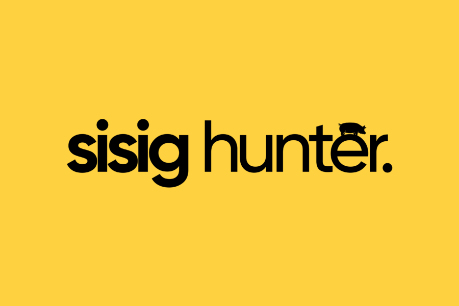 Sisig Hunter logo showcasing bold typography and Filipino street food branding in Hercules, California
