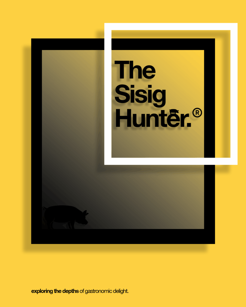 Close-up typography design detail for Sisig Hunter food brand in the San Francisco Bay Area
